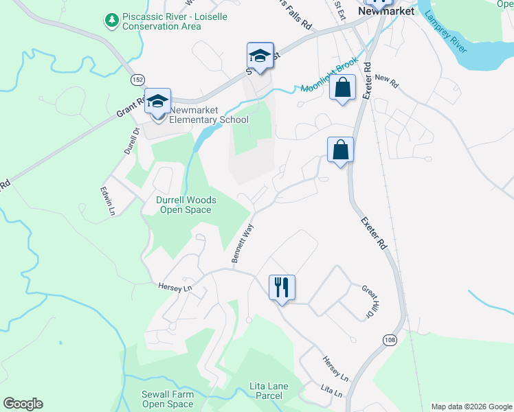 map of restaurants, bars, coffee shops, grocery stores, and more near 15 Bennett Way in Newmarket