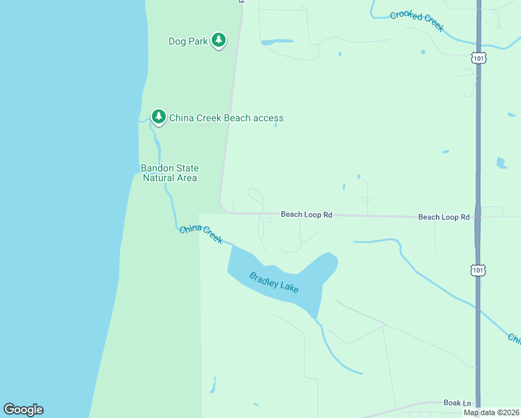 map of restaurants, bars, coffee shops, grocery stores, and more near 53877 Beach Loop Drive in Bandon