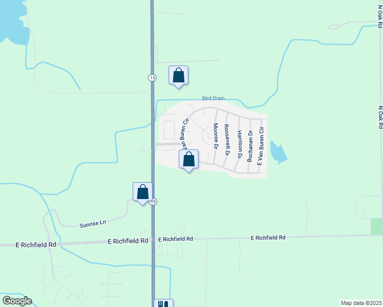 map of restaurants, bars, coffee shops, grocery stores, and more near 210 Van Buren Circle in Davison