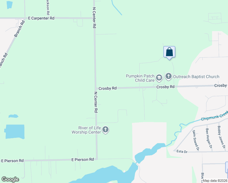 map of restaurants, bars, coffee shops, grocery stores, and more near 4071 Crosby Road in Flint