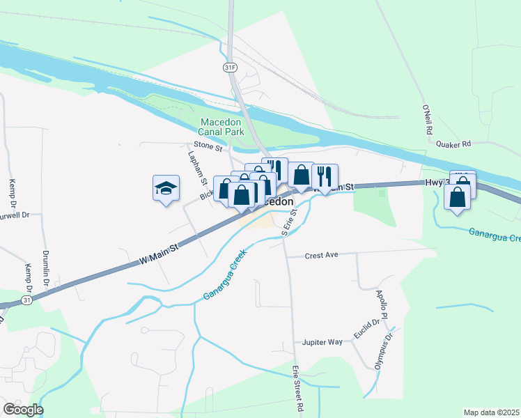 map of restaurants, bars, coffee shops, grocery stores, and more near in Macedon