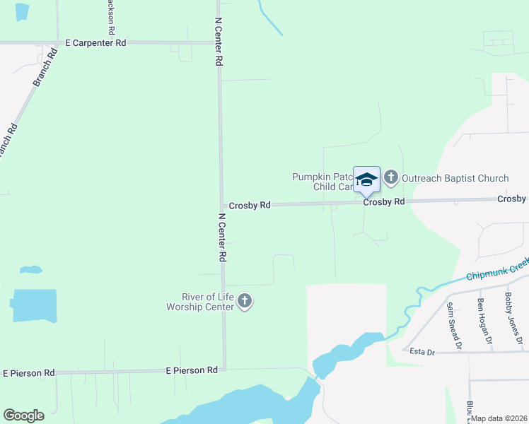 map of restaurants, bars, coffee shops, grocery stores, and more near 4071 Crosby Road in Flint