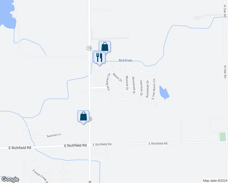 map of restaurants, bars, coffee shops, grocery stores, and more near 328 Pierce Court in Davison