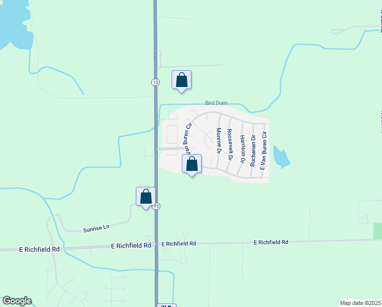 map of restaurants, bars, coffee shops, grocery stores, and more near 323 Van Buren Circle in Davison