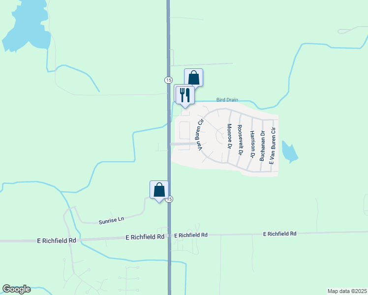 map of restaurants, bars, coffee shops, grocery stores, and more near 551 Continental Circle in Davison