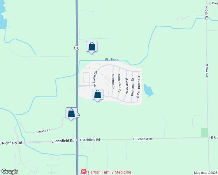 map of restaurants, bars, coffee shops, grocery stores, and more near 354 Grant Circle in Davison
