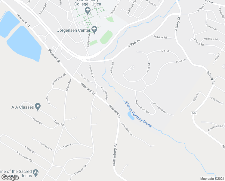 map of restaurants, bars, coffee shops, grocery stores, and more near 3 1/2 Hingham Rd in Utica