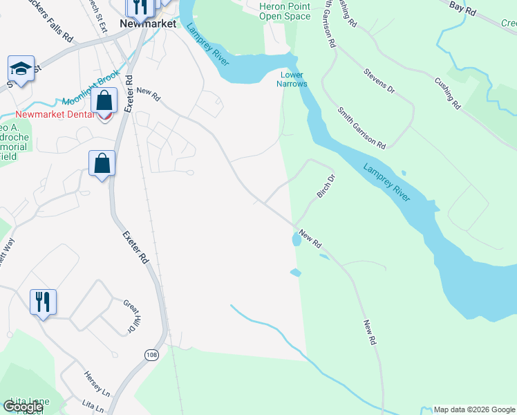 map of restaurants, bars, coffee shops, grocery stores, and more near 44 New Road in Newmarket