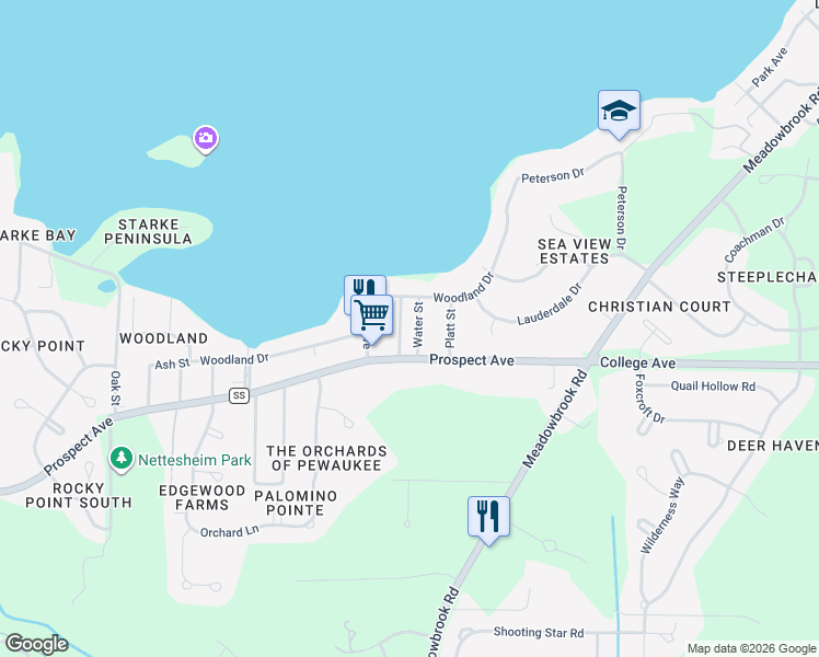 map of restaurants, bars, coffee shops, grocery stores, and more near W269N2759 Lelah Avenue in Pewaukee