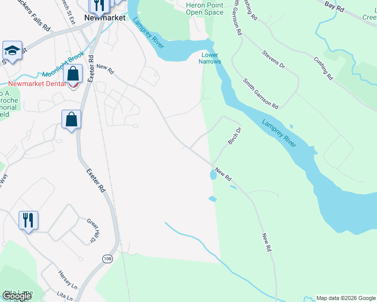 map of restaurants, bars, coffee shops, grocery stores, and more near 44 New Road in Newmarket