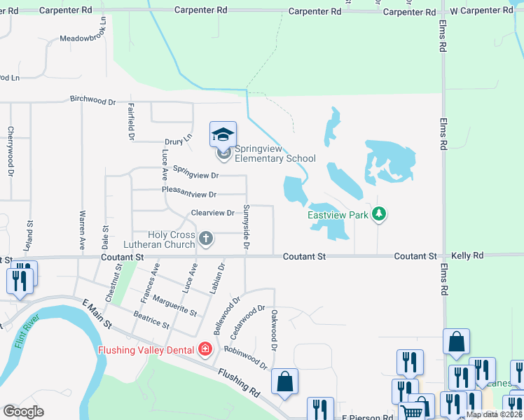 map of restaurants, bars, coffee shops, grocery stores, and more near 1320 Kapp Court in Flushing