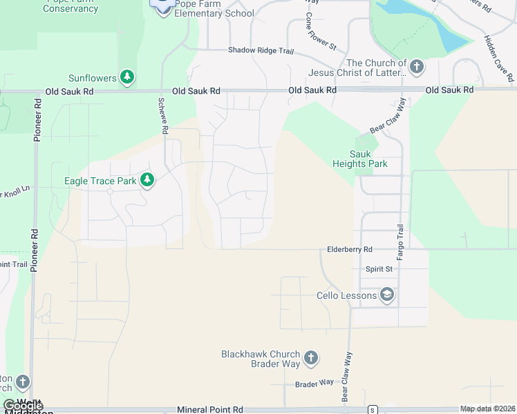 map of restaurants, bars, coffee shops, grocery stores, and more near 506 Big Stone Trail in Middleton