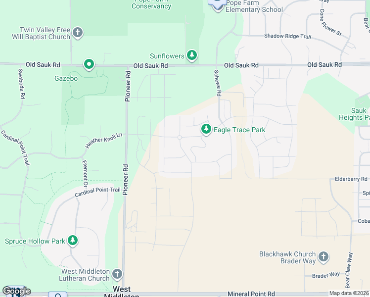 map of restaurants, bars, coffee shops, grocery stores, and more near 523 Tawny Elm Parkway in Fitchburg