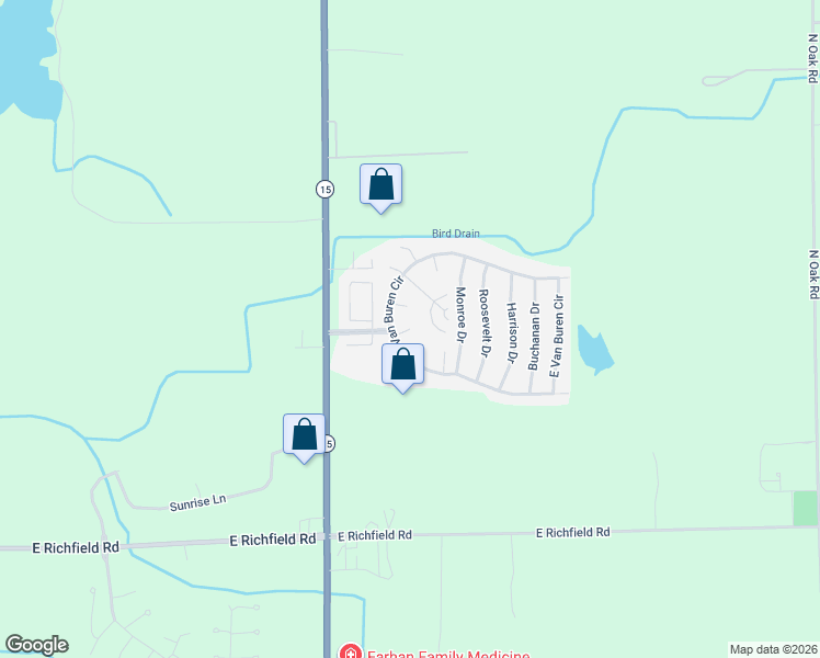 map of restaurants, bars, coffee shops, grocery stores, and more near 350 Fillmore Court in Davison