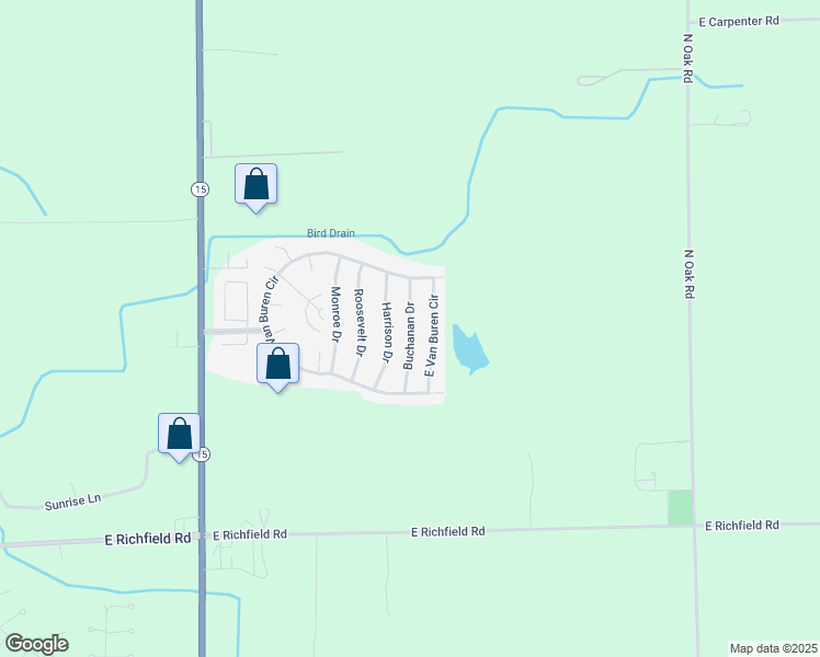map of restaurants, bars, coffee shops, grocery stores, and more near 457 Buchanan Drive in Davison