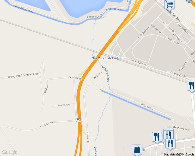 map of restaurants, bars, coffee shops, grocery stores, and more near 127 Horan Road in Syracuse