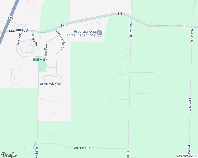 map of restaurants, bars, coffee shops, grocery stores, and more near N6219 Christberg Road in Johnson Creek