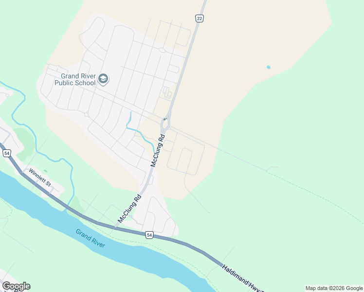 map of restaurants, bars, coffee shops, grocery stores, and more near 33 Wintergreen Crescent in Haldimand County
