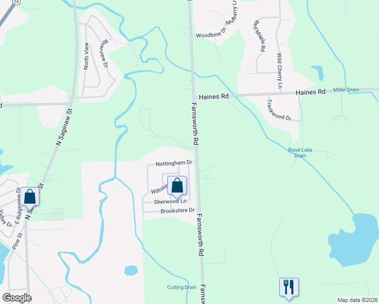 map of restaurants, bars, coffee shops, grocery stores, and more near 718 Grand Legacy in Lapeer