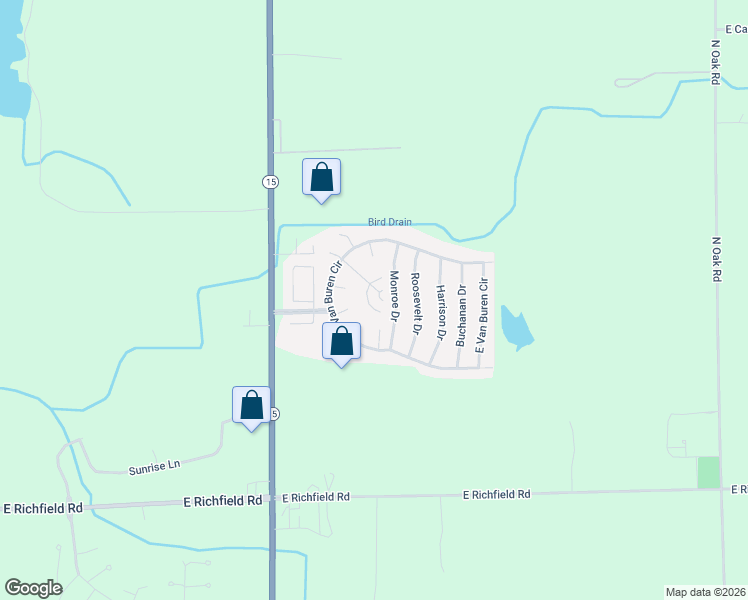 map of restaurants, bars, coffee shops, grocery stores, and more near 373 Grant Circle in Davison