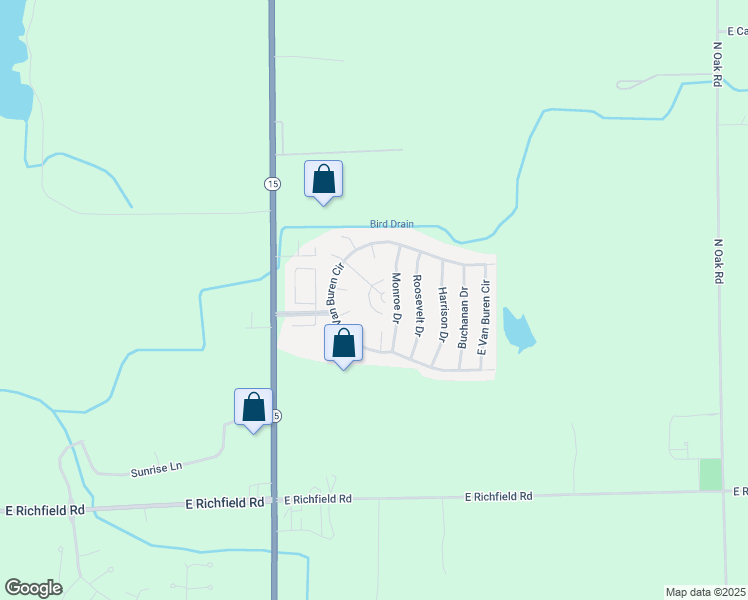 map of restaurants, bars, coffee shops, grocery stores, and more near 373 Grant Circle in Davison