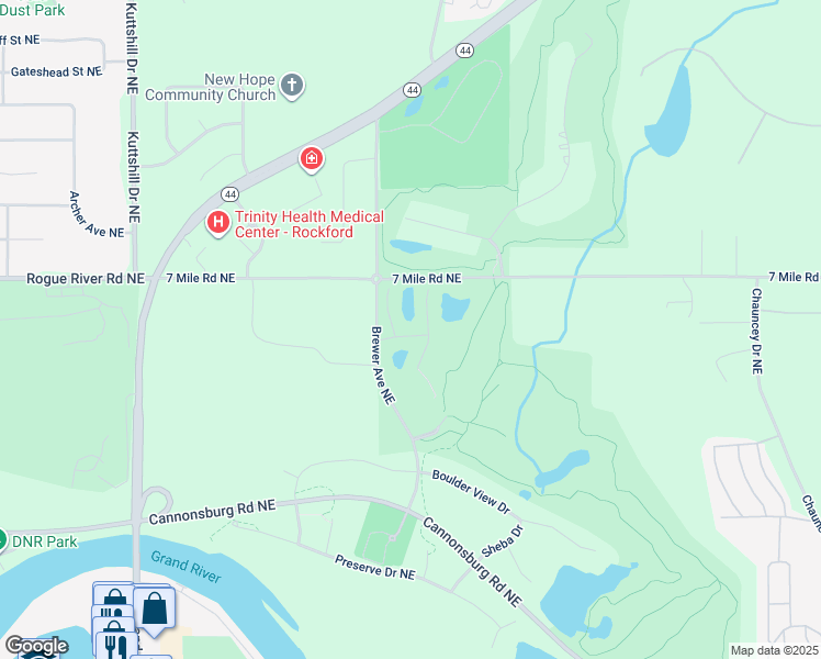 map of restaurants, bars, coffee shops, grocery stores, and more near 4027 Tom Morris Drive Northeast in Plainfield charter Township