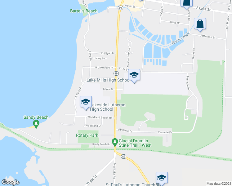 map of restaurants, bars, coffee shops, grocery stores, and more near 709 South Main Street in Lake Mills