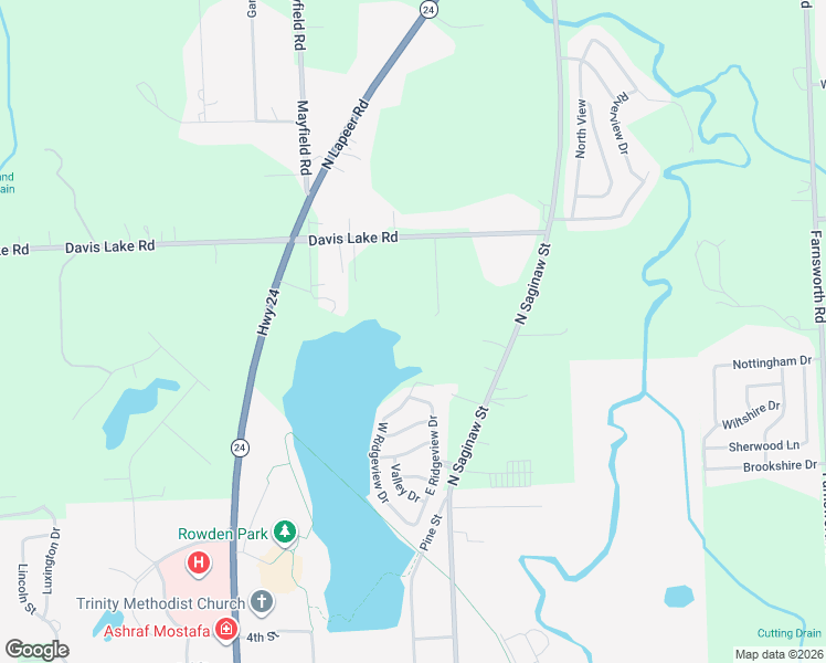 map of restaurants, bars, coffee shops, grocery stores, and more near West Ridgeview Drive in Lapeer