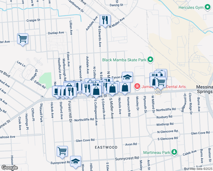 map of restaurants, bars, coffee shops, grocery stores, and more near in Syracuse