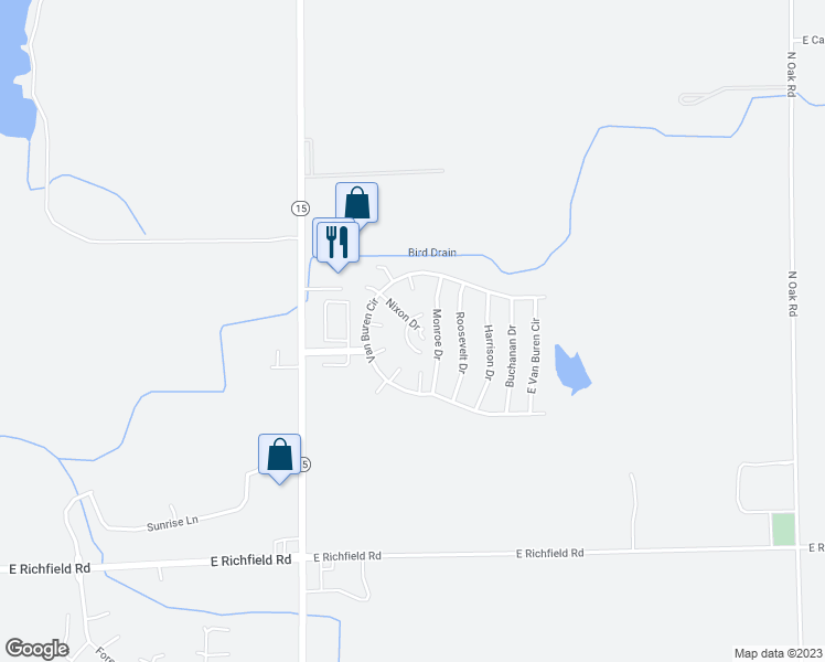 map of restaurants, bars, coffee shops, grocery stores, and more near 377 Grant Circle in Davison