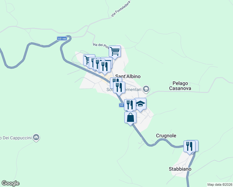 map of restaurants, bars, coffee shops, grocery stores, and more near 47 SP146 in Montepulciano