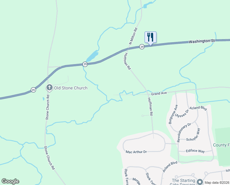 map of restaurants, bars, coffee shops, grocery stores, and more near 36 Hoffman Road in Saratoga Springs