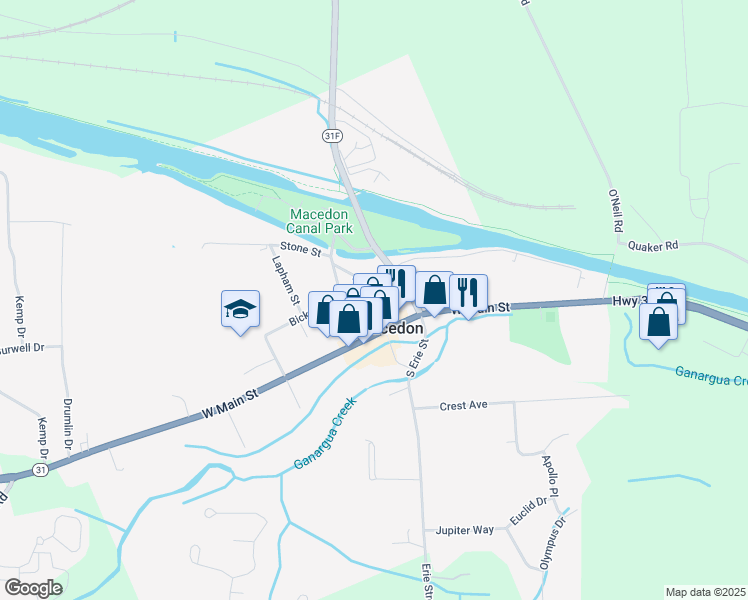 map of restaurants, bars, coffee shops, grocery stores, and more near in Macedon