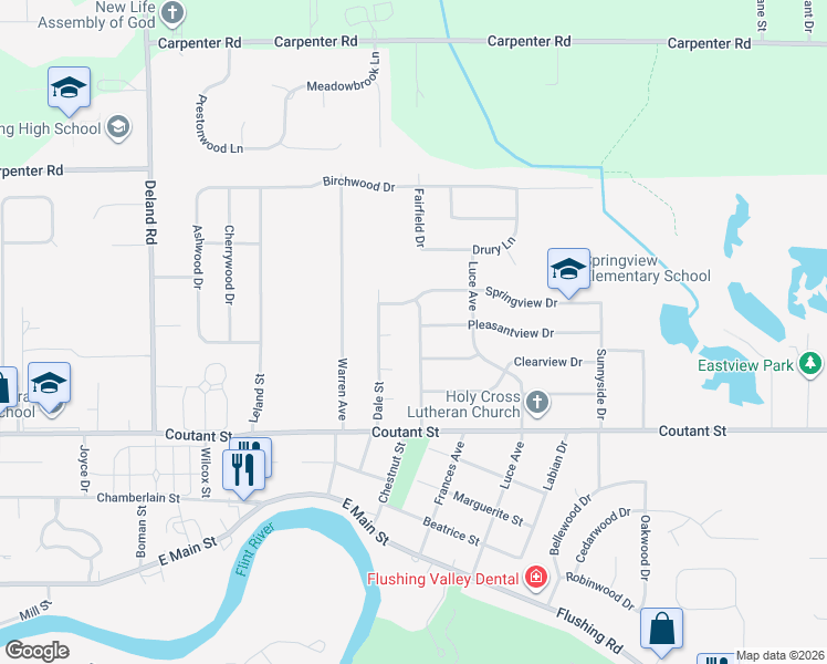 map of restaurants, bars, coffee shops, grocery stores, and more near 500 Chestnut Street in Flushing