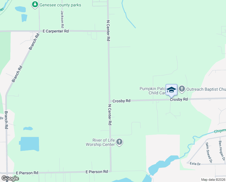 map of restaurants, bars, coffee shops, grocery stores, and more near 4021 Crosby Road in Flint