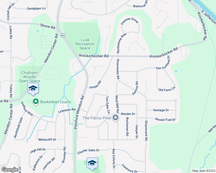 map of restaurants, bars, coffee shops, grocery stores, and more near 22 10 Eyke Circle in Pittsford