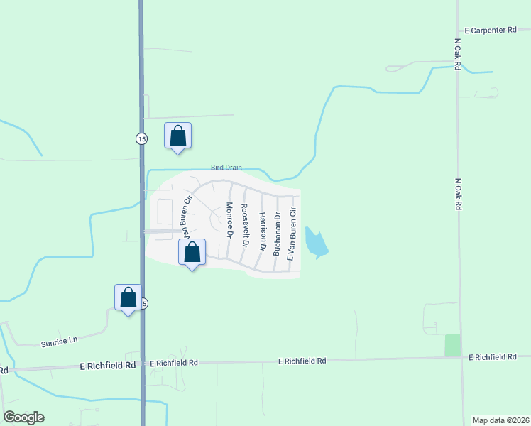 map of restaurants, bars, coffee shops, grocery stores, and more near 491 Harrison Drive in Davison