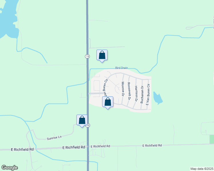 map of restaurants, bars, coffee shops, grocery stores, and more near 417 Van Buren Circle in Davison