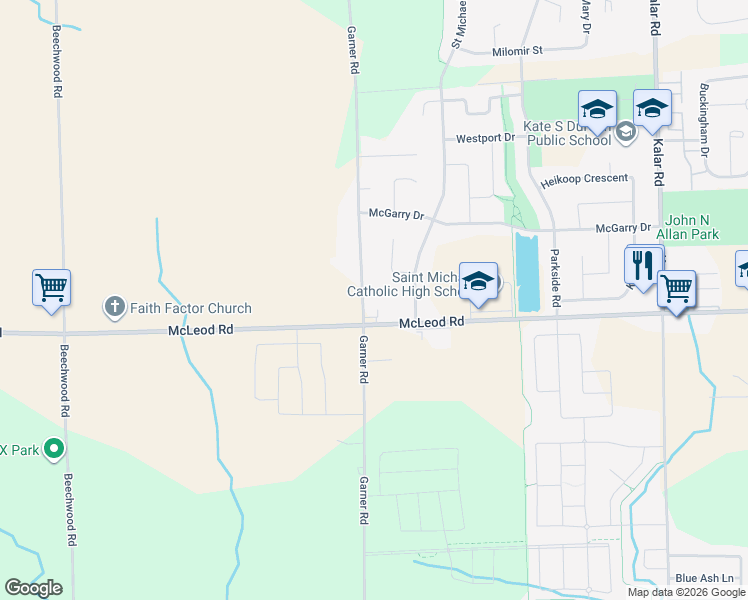 map of restaurants, bars, coffee shops, grocery stores, and more near 7113 Brittany Court in Niagara Falls