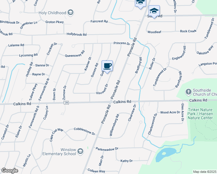 map of restaurants, bars, coffee shops, grocery stores, and more near 115 Viscount Drive in Rochester