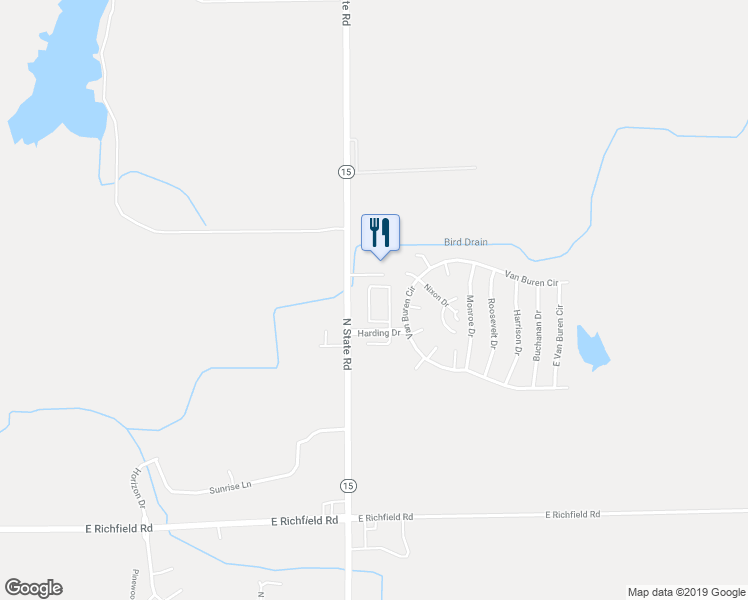 map of restaurants, bars, coffee shops, grocery stores, and more near 535 Continental Circle in Davison