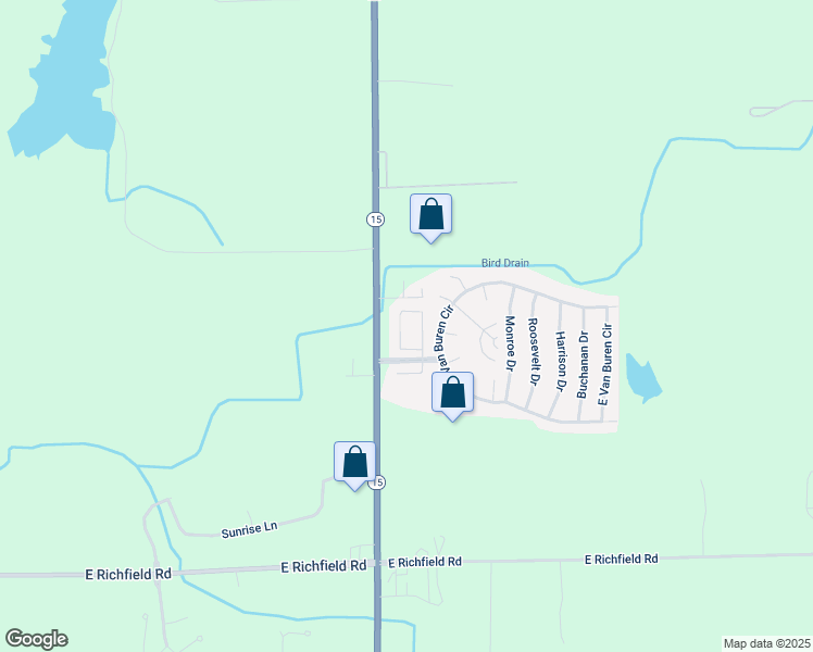 map of restaurants, bars, coffee shops, grocery stores, and more near 551 Continental Circle in Davison