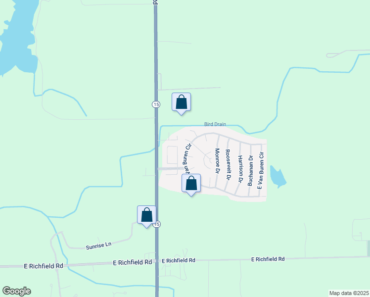 map of restaurants, bars, coffee shops, grocery stores, and more near 417 Van Buren Circle in Davison