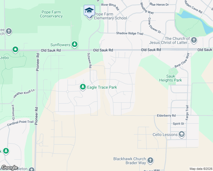 map of restaurants, bars, coffee shops, grocery stores, and more near 544 Burnt Sienna Drive in Middleton