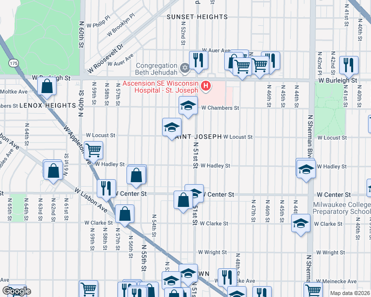 map of restaurants, bars, coffee shops, grocery stores, and more near in Milwaukee