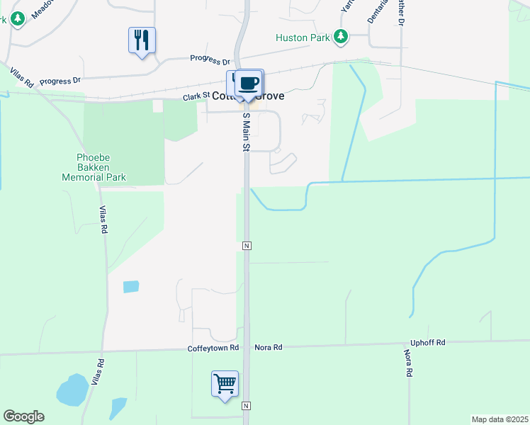 map of restaurants, bars, coffee shops, grocery stores, and more near 4058 County Highway N in Cottage Grove