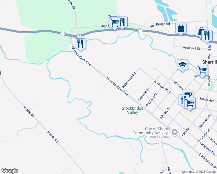 map of restaurants, bars, coffee shops, grocery stores, and more near 102 Fairway Lane in Sherrill