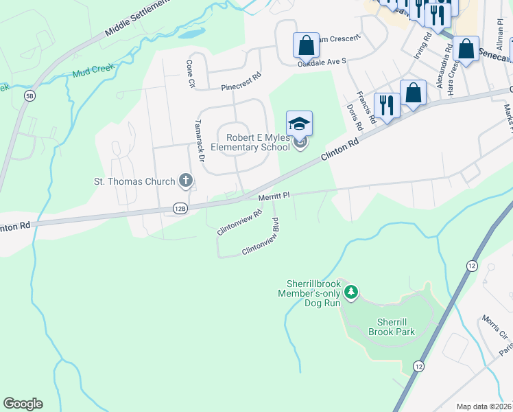 map of restaurants, bars, coffee shops, grocery stores, and more near 1 Clintonview Rd in New Hartford