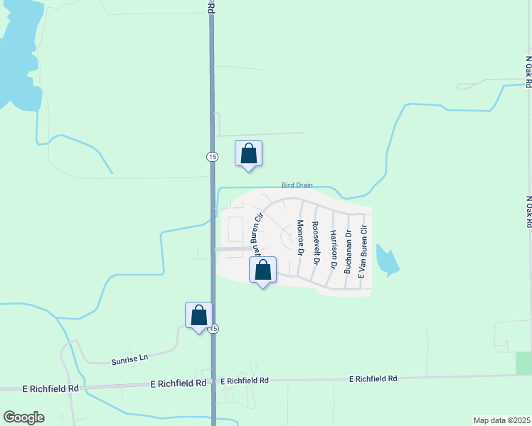 map of restaurants, bars, coffee shops, grocery stores, and more near 425 Van Buren Circle in Davison