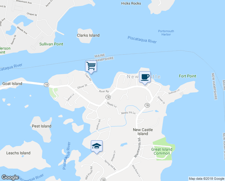 map of restaurants, bars, coffee shops, grocery stores, and more near 74 Cranfield Street in New Castle